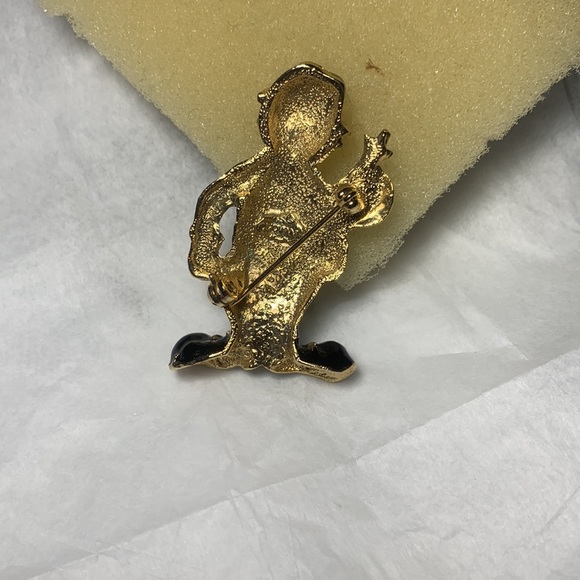 Vintage Giovanni. Clown Enamel Gold Tone Brooch Pin Signed GIOVANNI - Picture 3 of 4